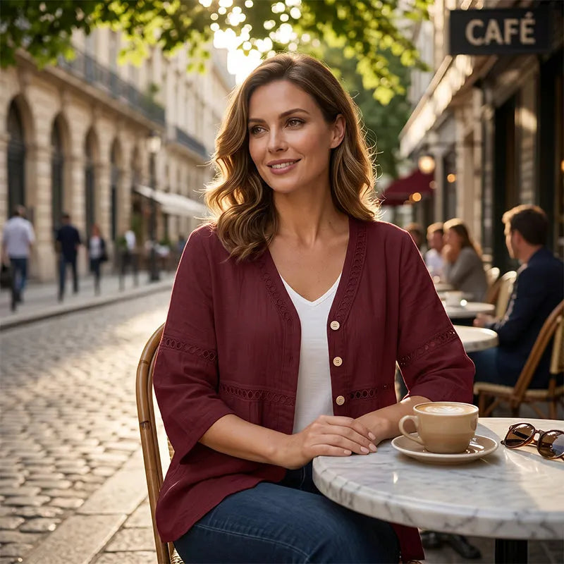 Ardena - Blouse brodée boutonnée