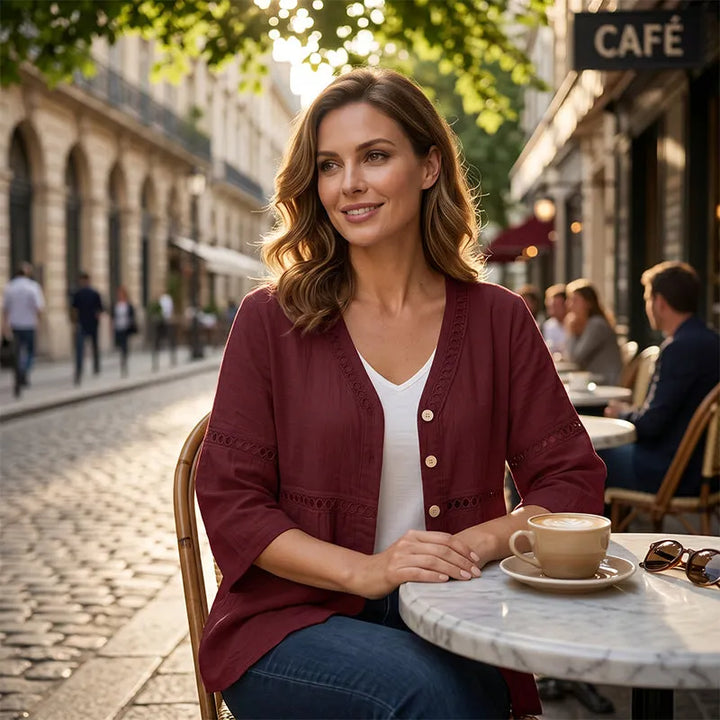 Ardena - Blouse brodée boutonnée