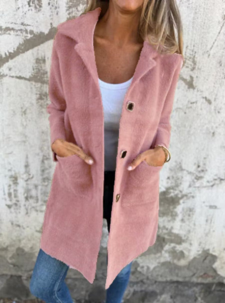 Fia - Manteau long doux à boutons
