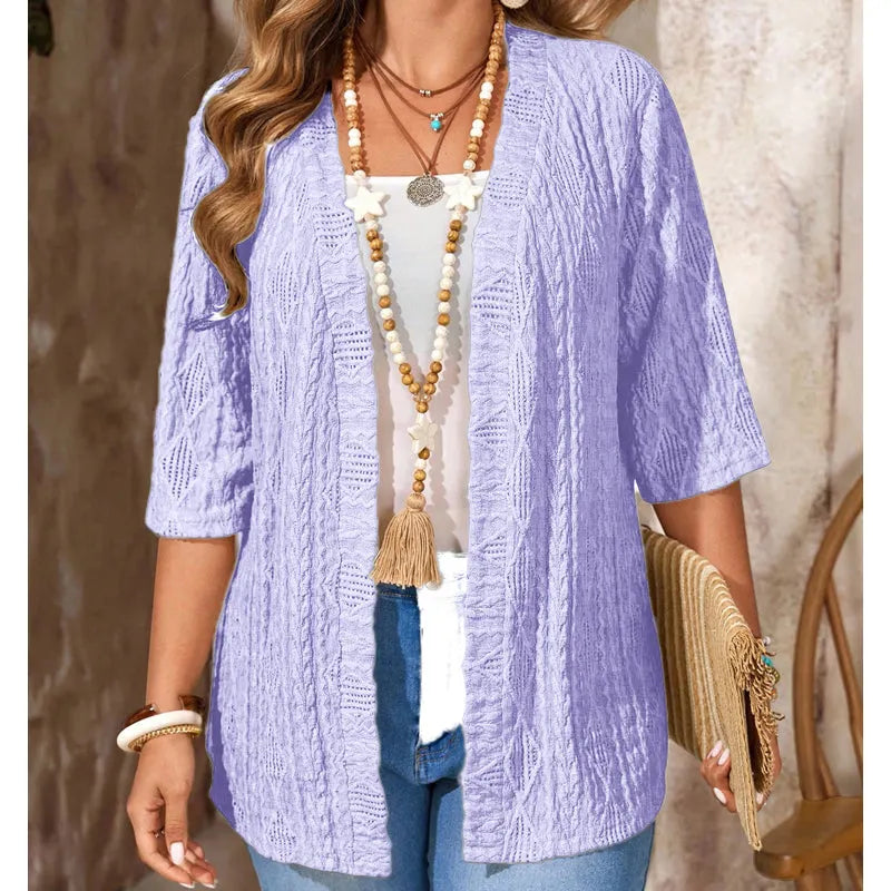 Delienne - Cardigan en maille ajourée au toucher doux