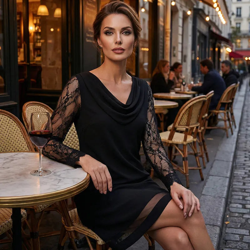 Zarellia - Mini-robe élégante à manches en dentelle