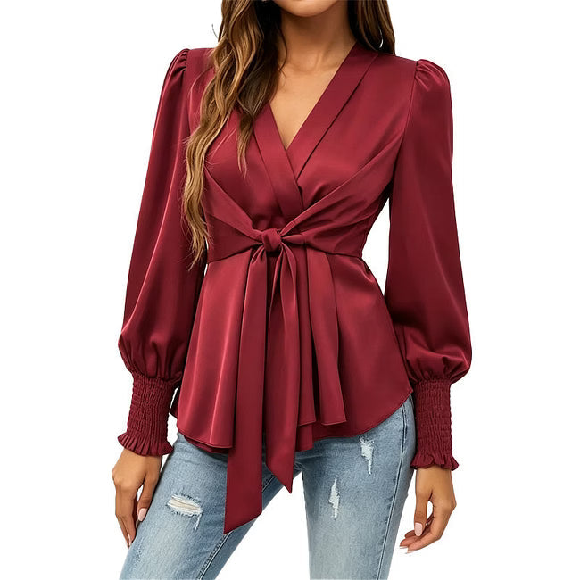 Apolline - Blouse portefeuille élégante en satin