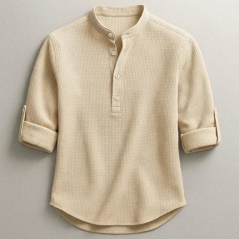Jarvis - T-shirt Henley texturé