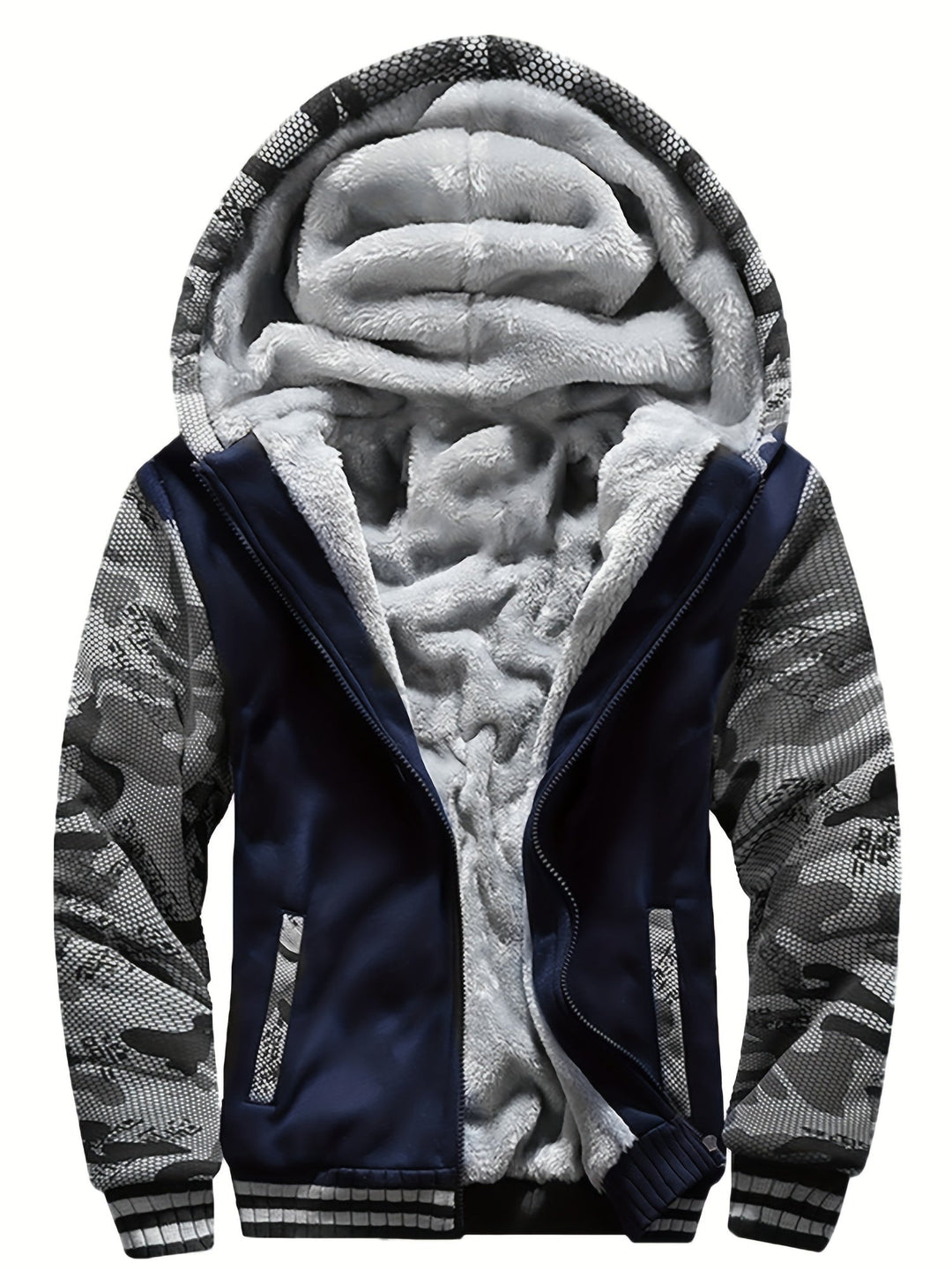 Dax - Sweat à capuche zippé épais à motif camouflage
