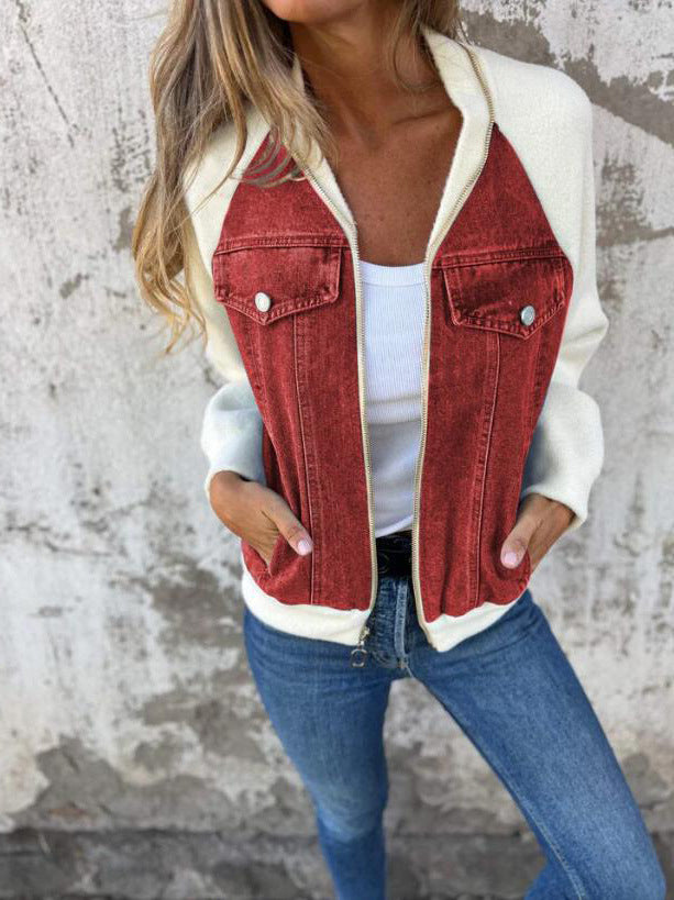 Alinique - Blouson bomber en maille denim douce