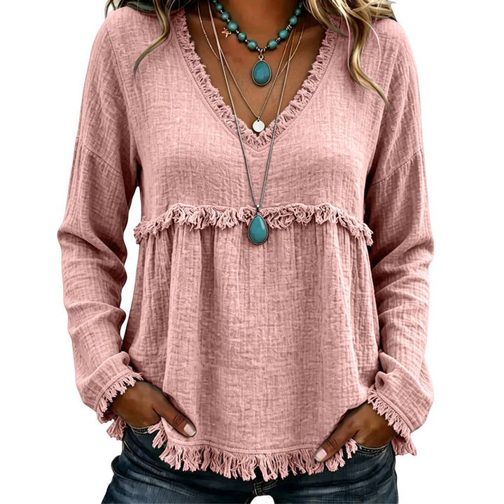 Ariselle - Blouse col V à franges