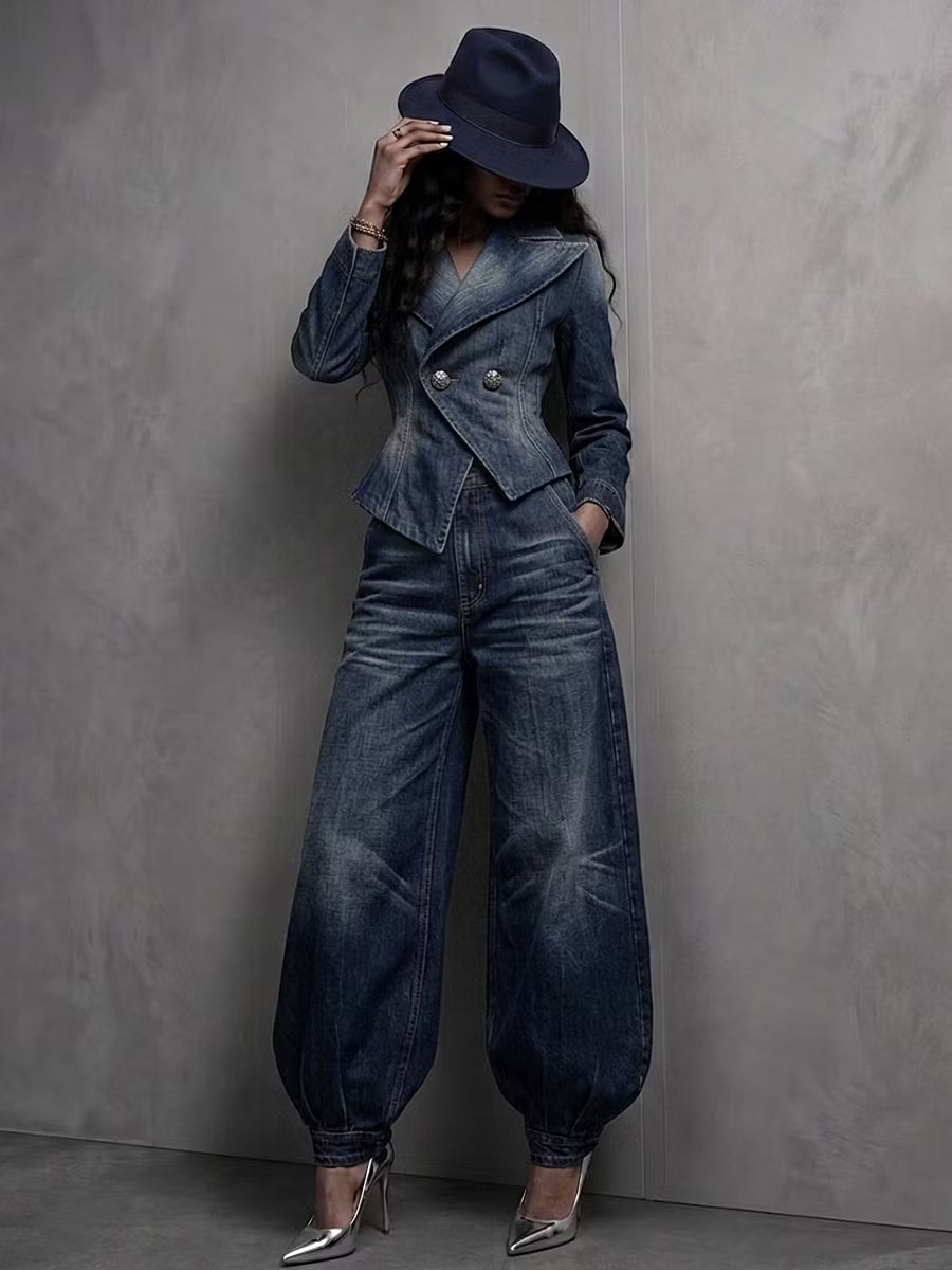 Neris - Tailleur pantalon croisé sur mesure