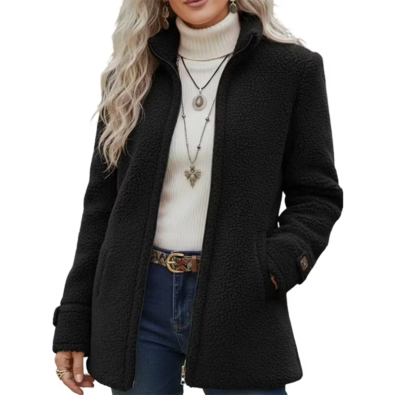 Lana - Veste mi-longue zippée texturée