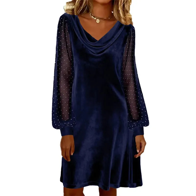Verelia - Mini-robe en velours à col bénitier