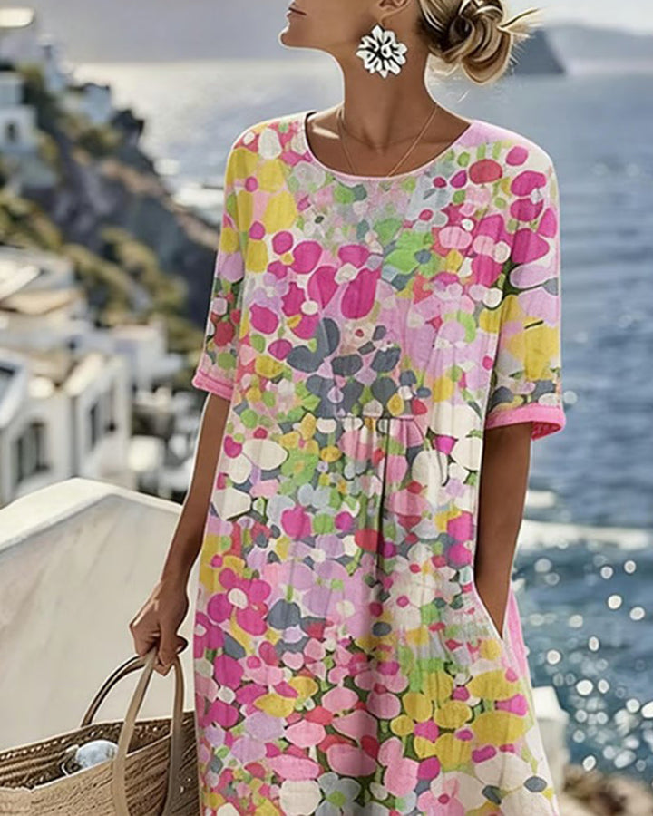 Adria - Robe midi trapèze en tissu doux