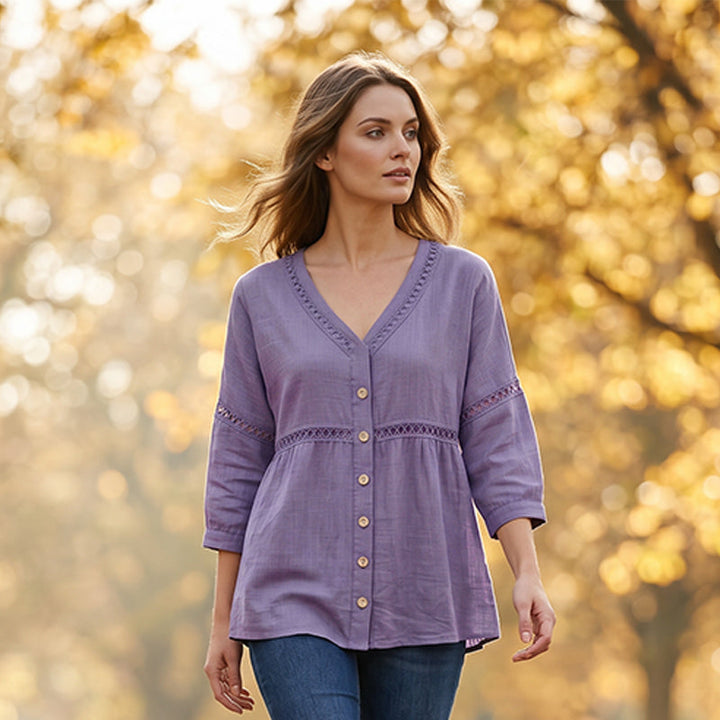 Ardena - Blouse brodée boutonnée
