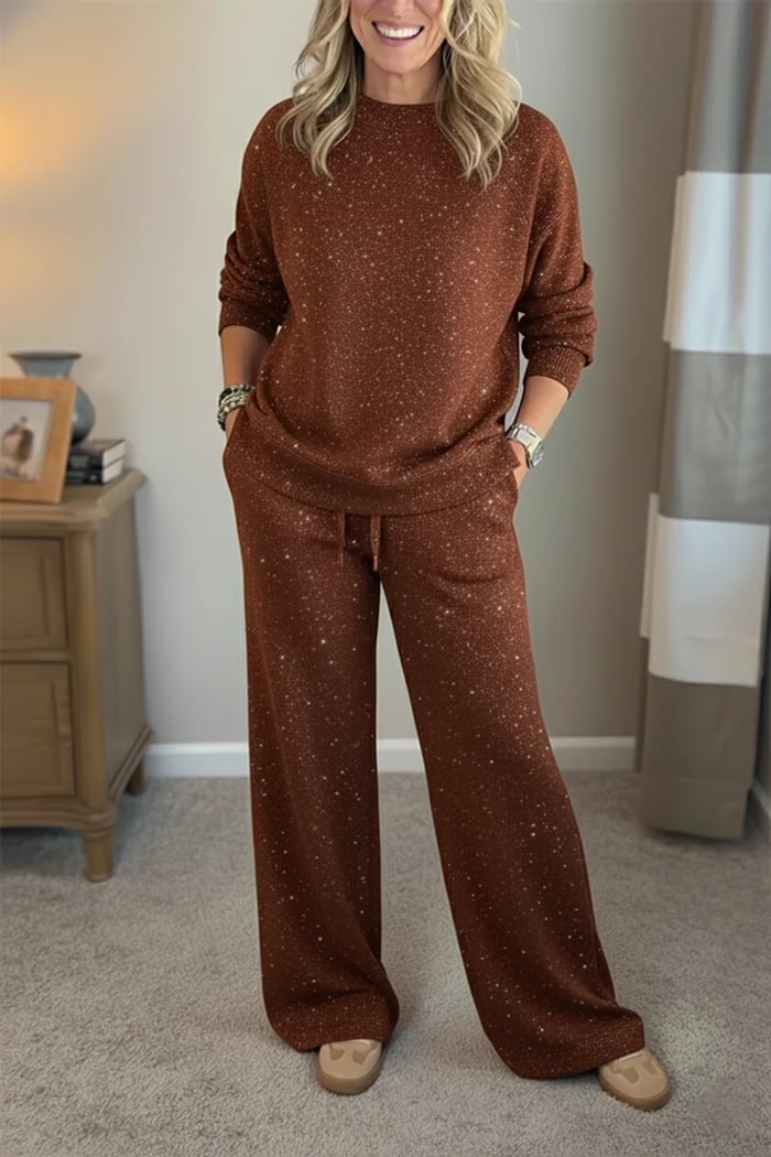 Celia - Ensemble veste-pantalon à finition brillante