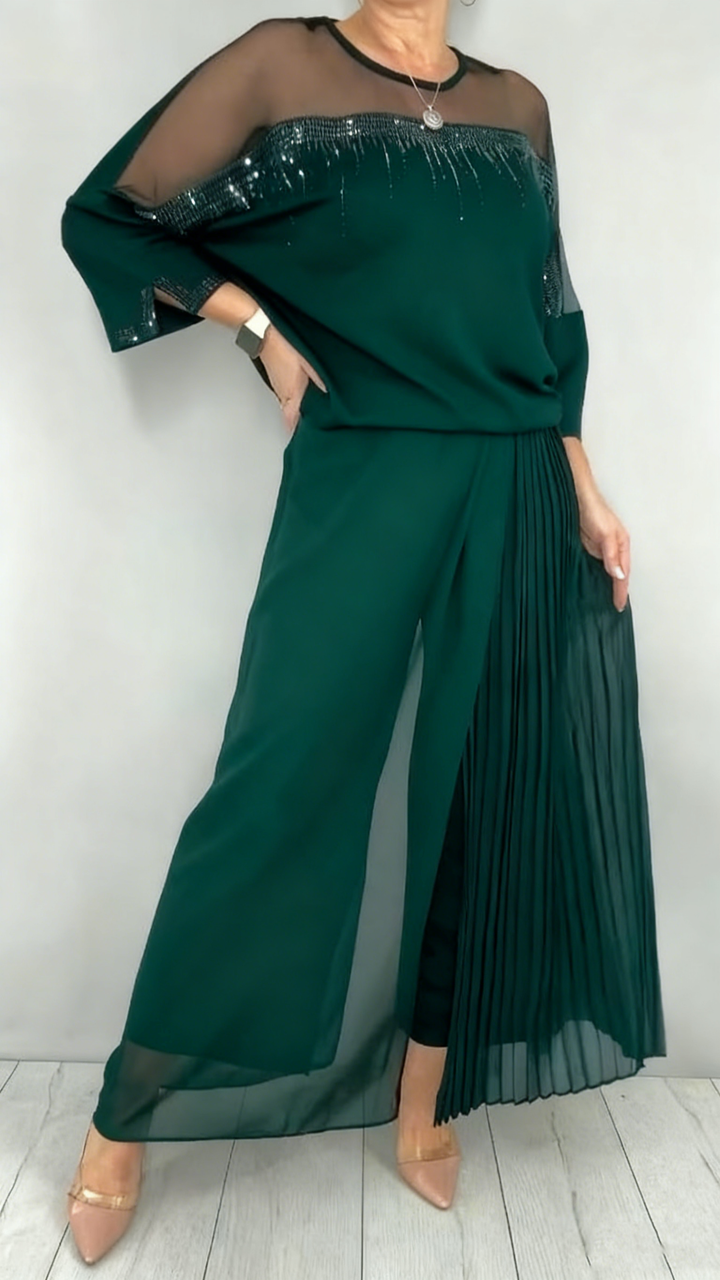Caia - Ensemble deux-pièces pantalon à pinces orné