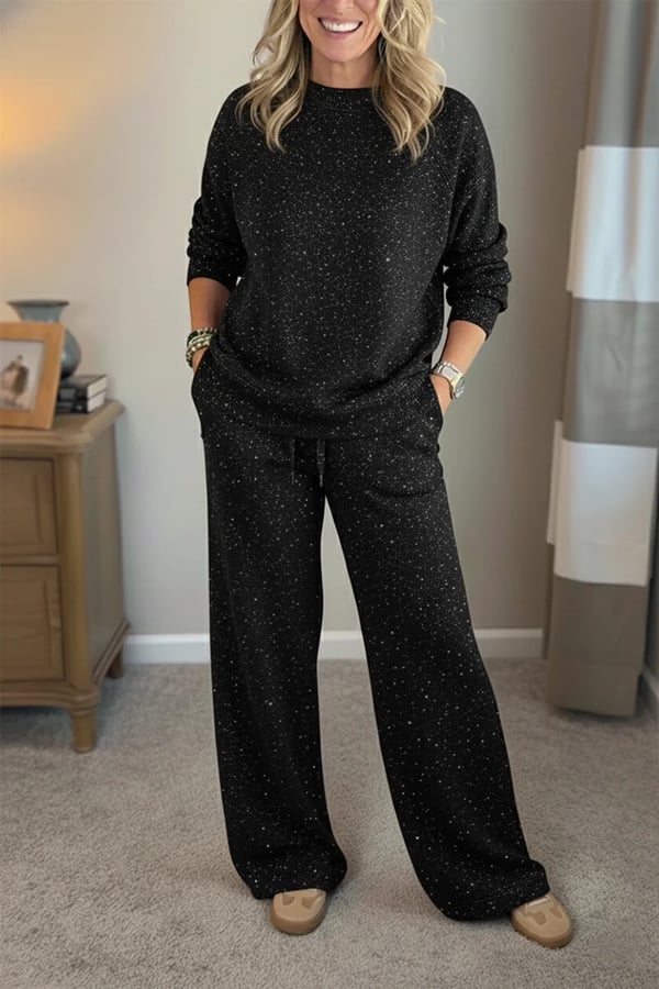 Celia - Ensemble veste-pantalon à finition brillante