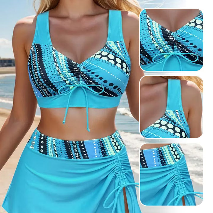 Xena - Ensemble bikini à jupe froncée à nouer