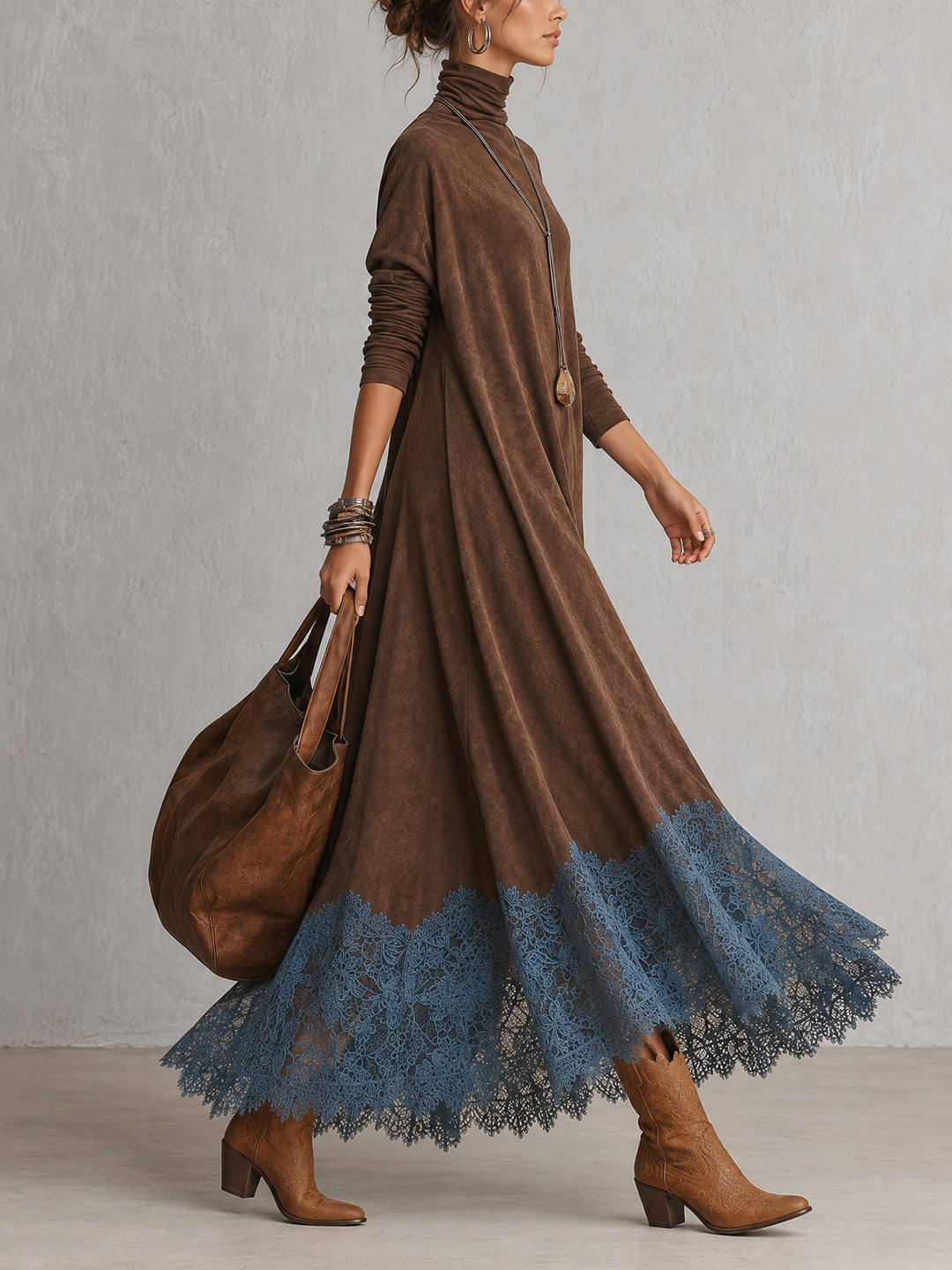Gretta - Robe longue aux délicats détails en dentelle