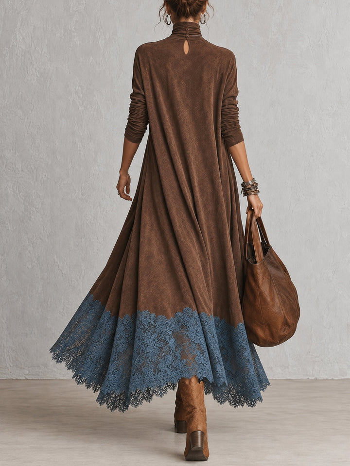 Maelis - Robe longue en velours avec dentelle