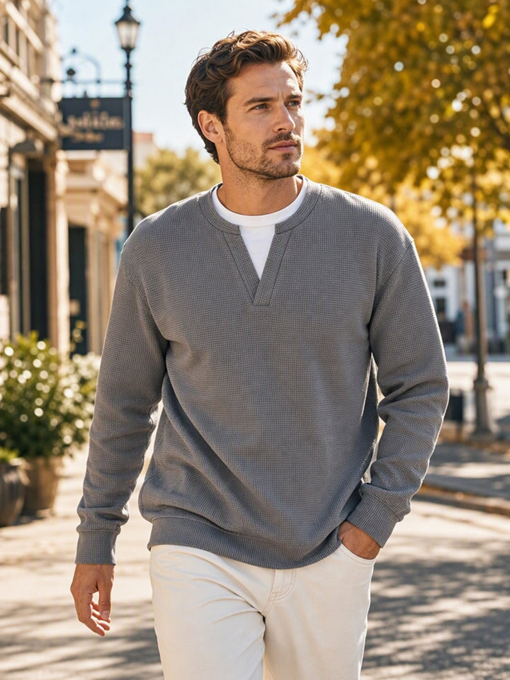 Oswald - T-shirt à manches longues en maille gaufrée
