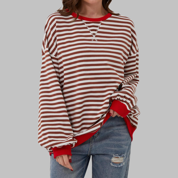 Adelia - Sweat rayé à manches longues au toucher doux