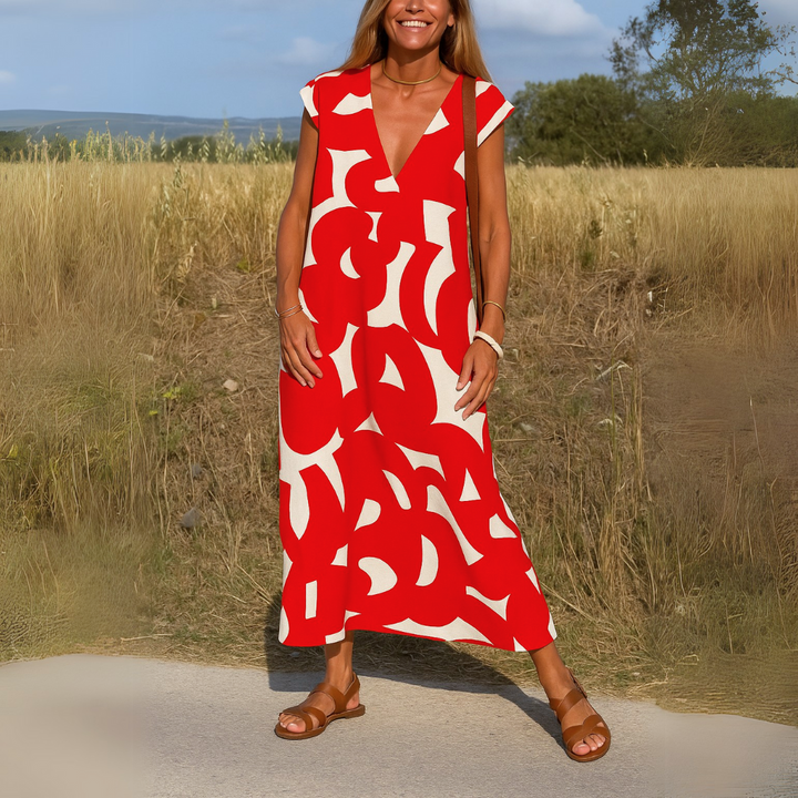 Tallisia - Robe midi à col en V, au toucher doux