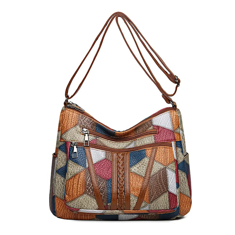 Lauranique - Sac bandoulière en patchwork, doux au toucher