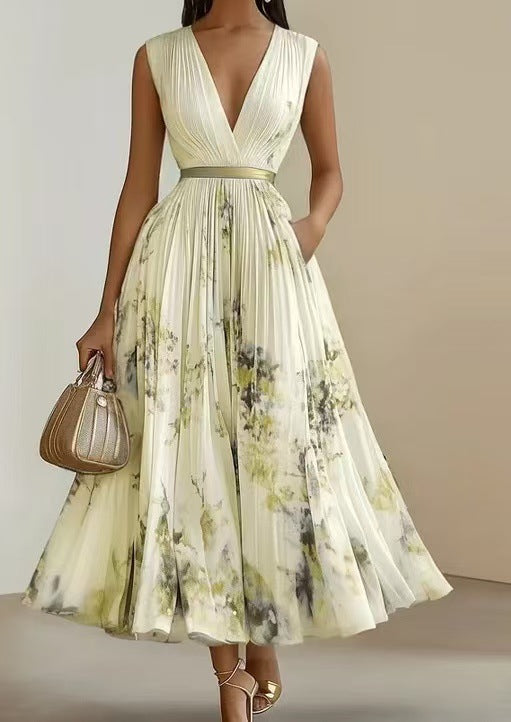 Nadia - Robe midi plissée à fleurs