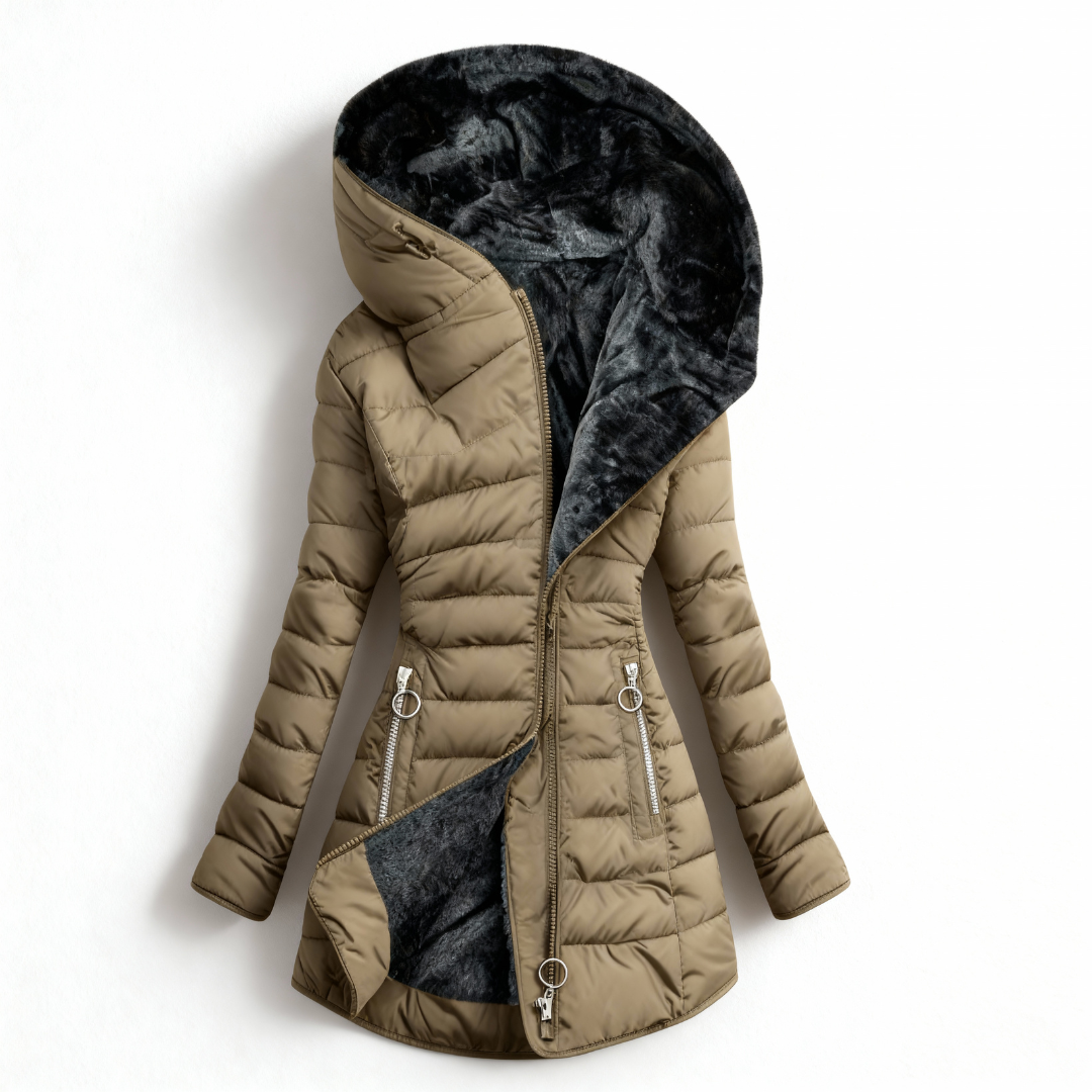 Leni - Manteau matelassé à capuche, doublé et chaud