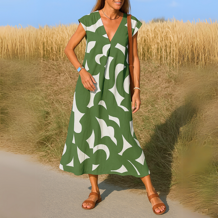 Tallisia - Robe midi à col en V, au toucher doux