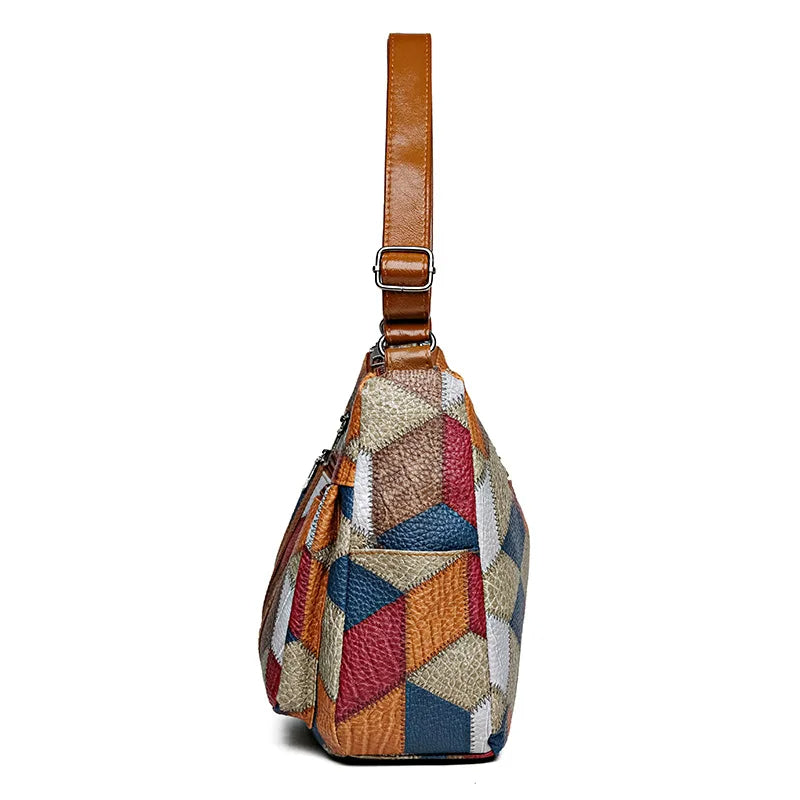 Lauranique - Sac bandoulière en patchwork, doux au toucher