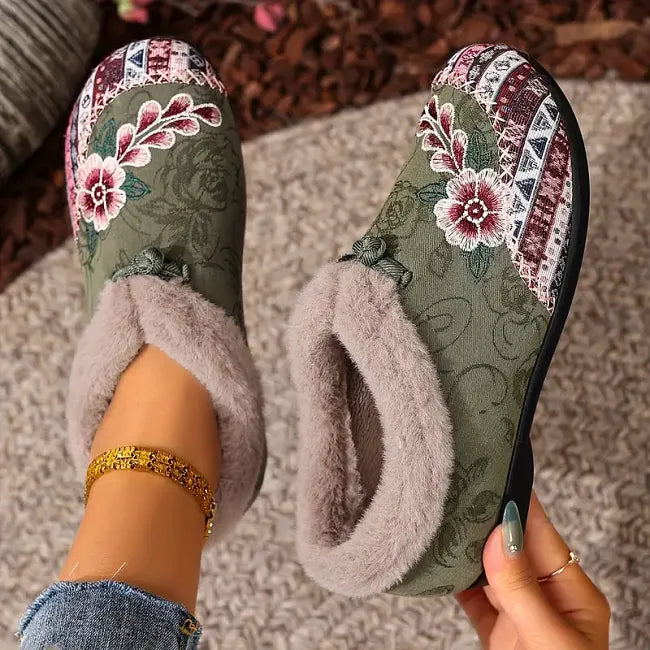 Isola - Chaussures à enfiler en velours à motif floral