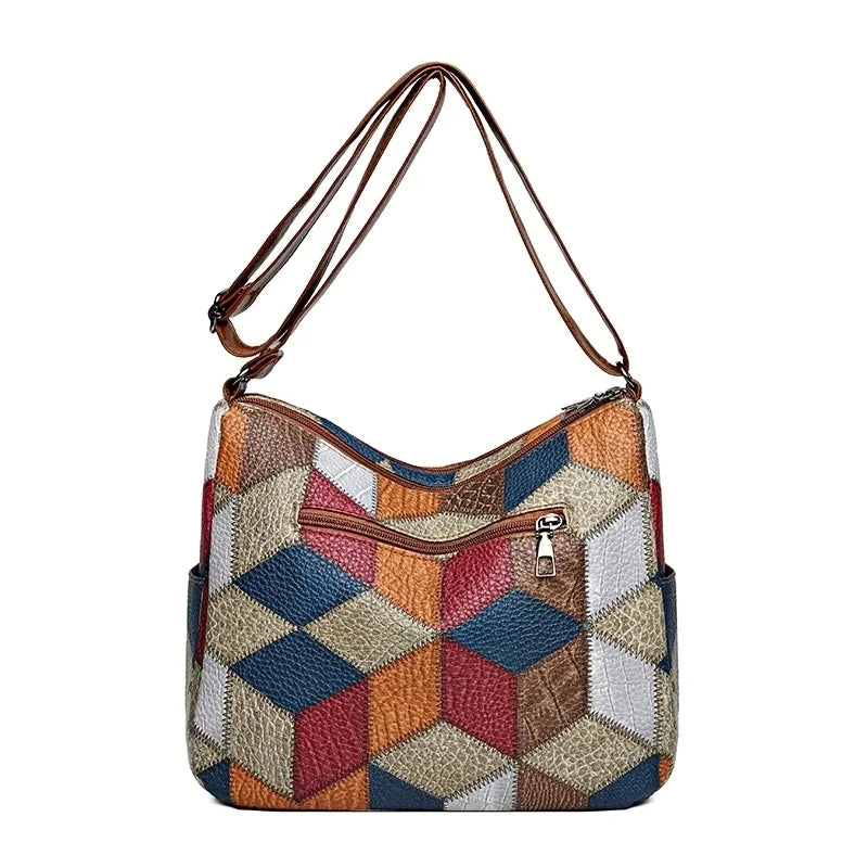 Lauranique - Sac bandoulière en patchwork, doux au toucher