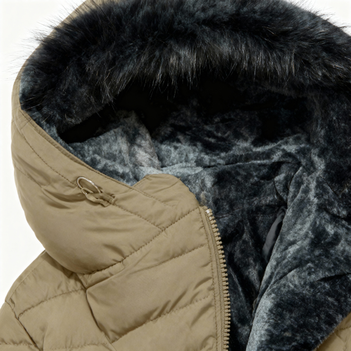 Leni - Manteau matelassé à capuche, doublé et chaud