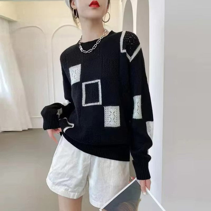 Adorelle - Pull en maille patchwork artistique