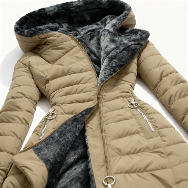 Leni - Manteau matelassé à capuche, doublé et chaud