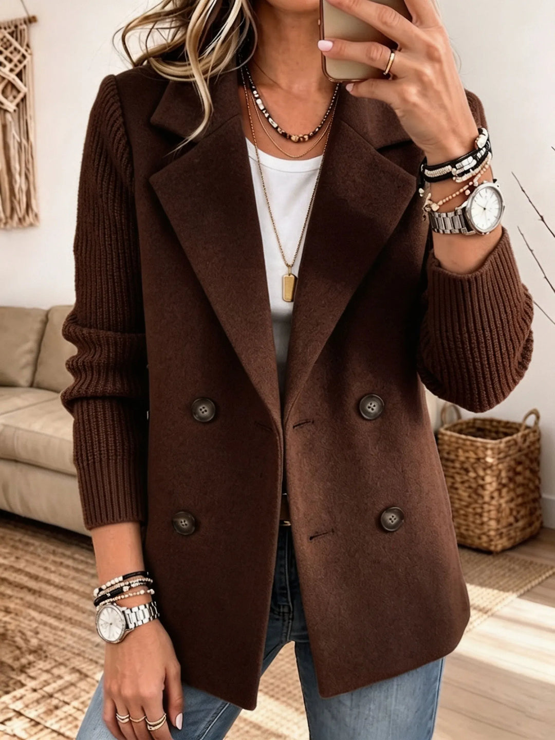 Adalene - Blazer croisé à manches en maille