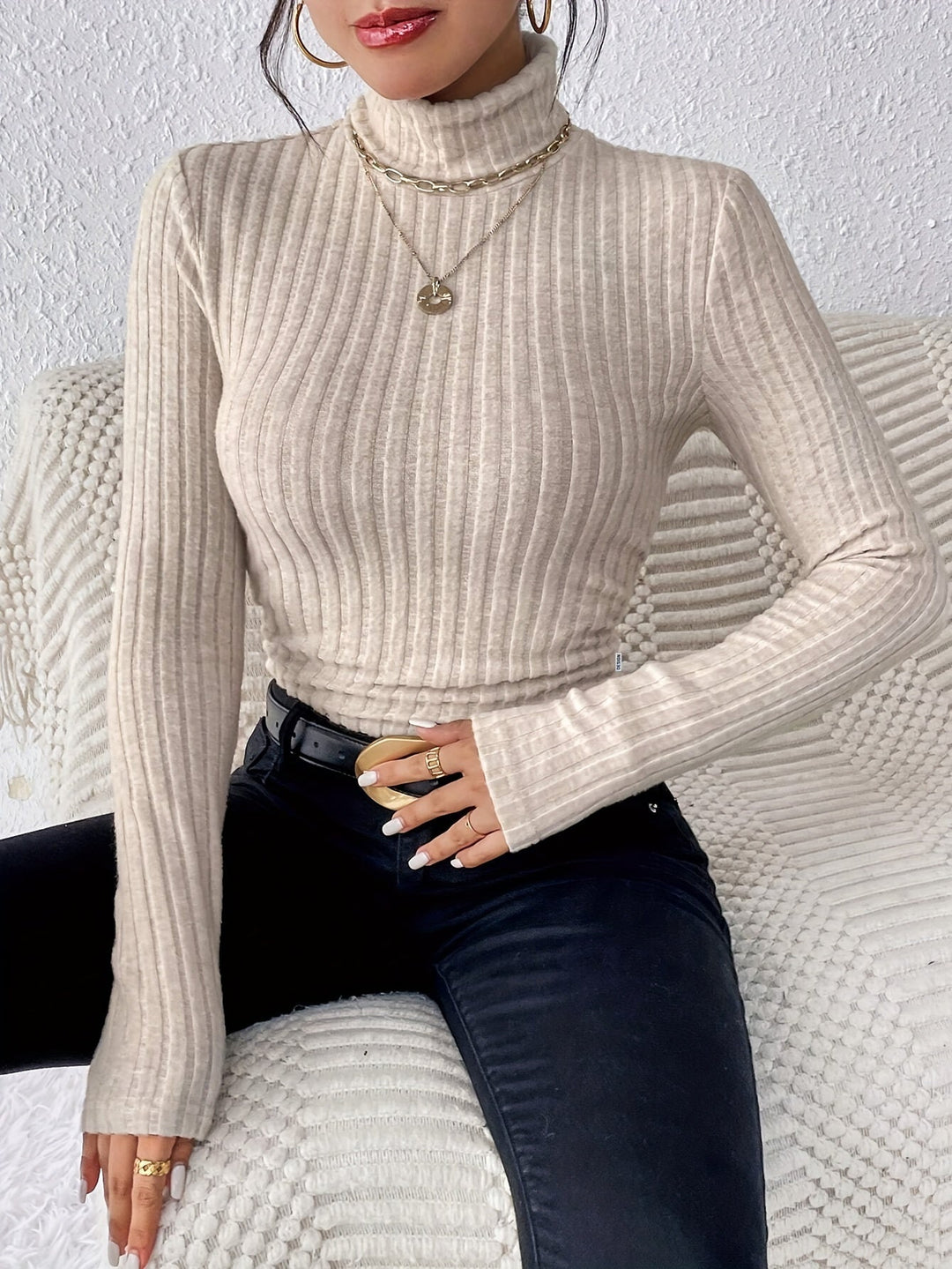 Amity - Pull à col roulé doux au toucher