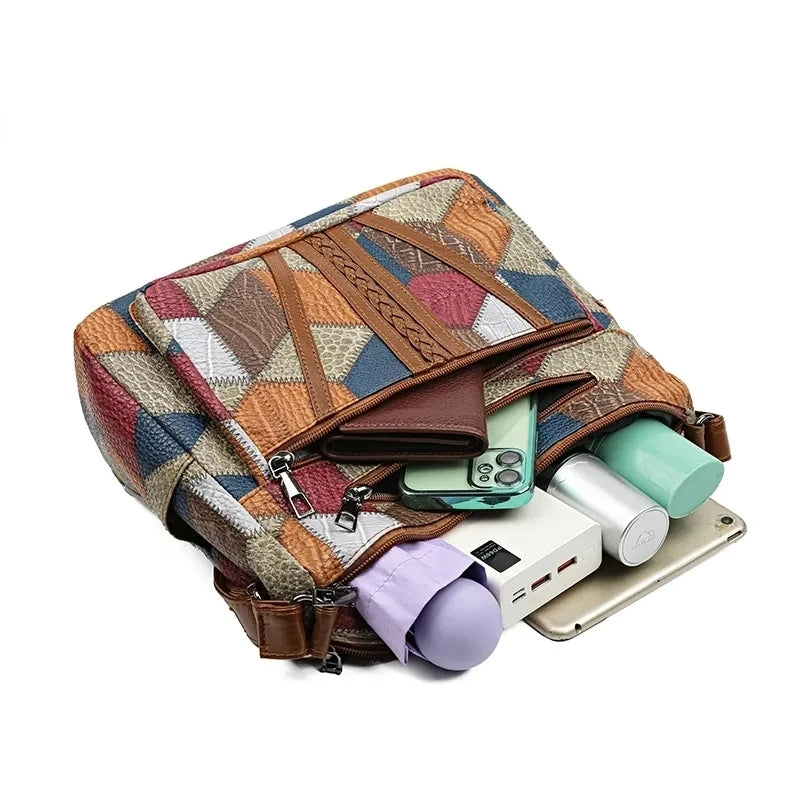 Lauranique - Sac bandoulière en patchwork, doux au toucher
