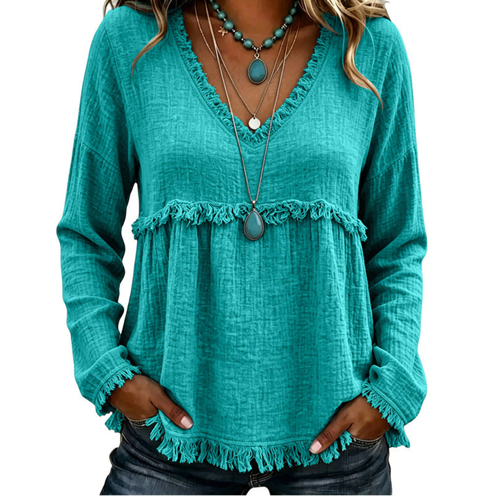 Ariselle - Blouse col V à franges