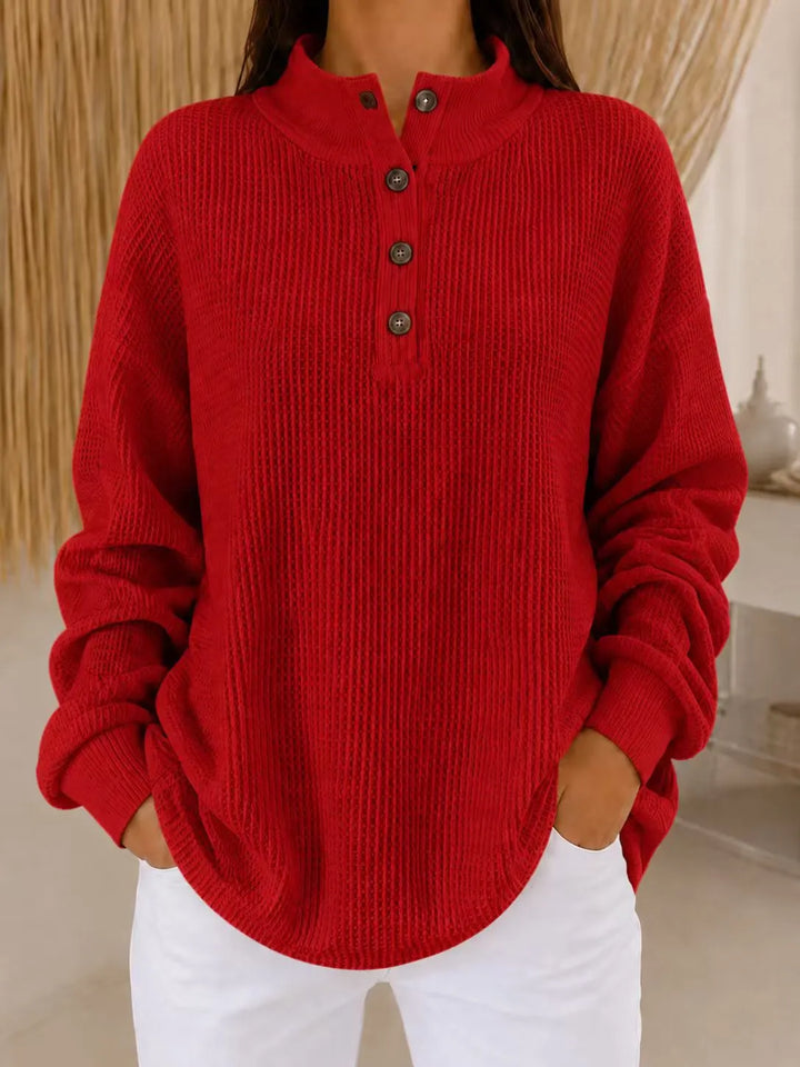 Belliora - Pull à col boutonné en maille texturée