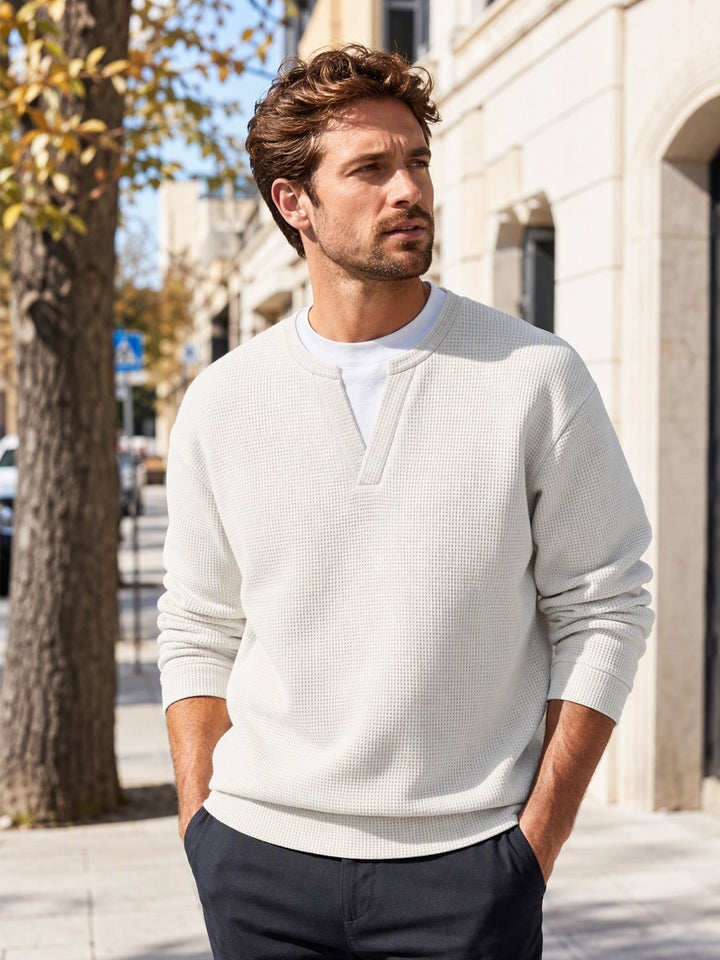 Oswald - T-shirt à manches longues en maille gaufrée