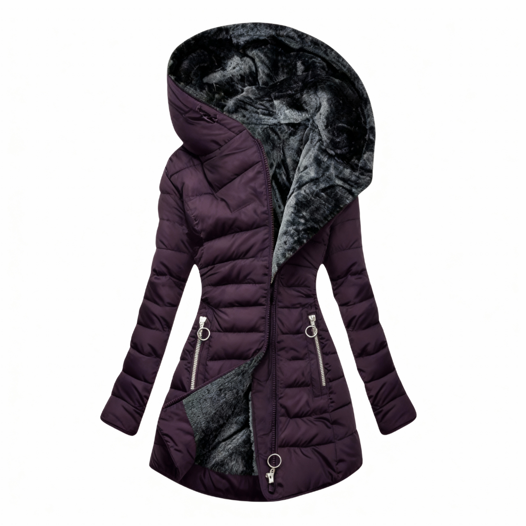 Leni - Manteau matelassé à capuche, doublé et chaud