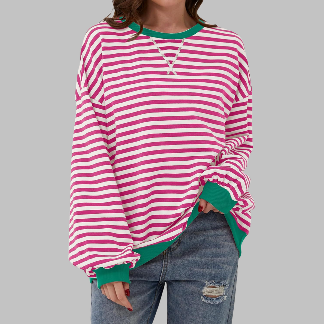Adelia - Sweat rayé à manches longues au toucher doux
