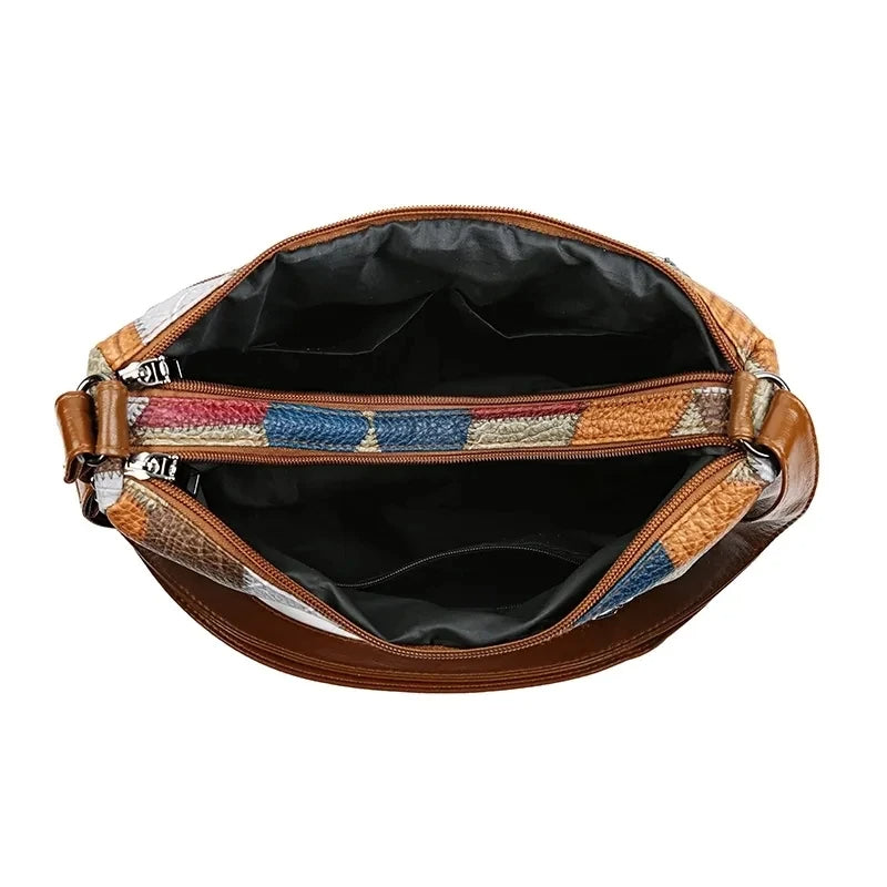Lauranique - Sac bandoulière en patchwork, doux au toucher