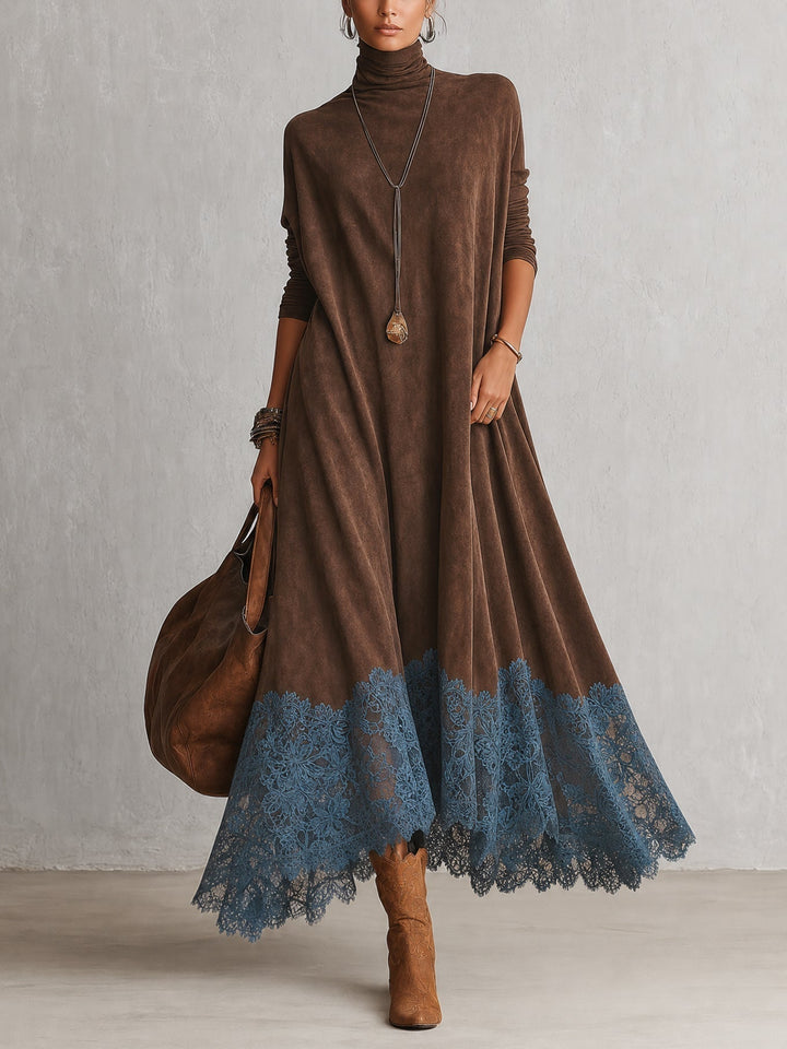 Maelis - Robe longue en velours avec dentelle