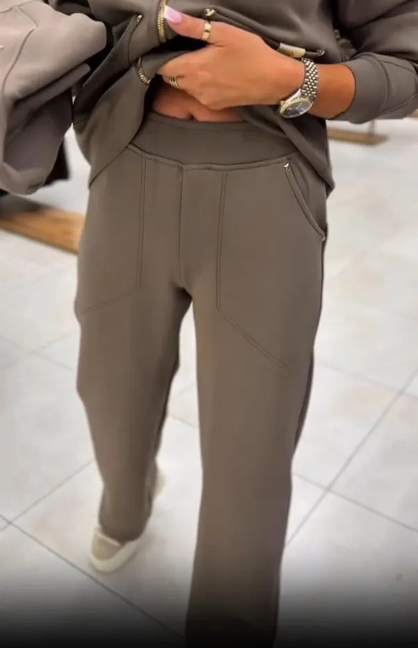 Floranique - Ensemble deux pièces au toucher doux : veste courte zippée et pantalon large