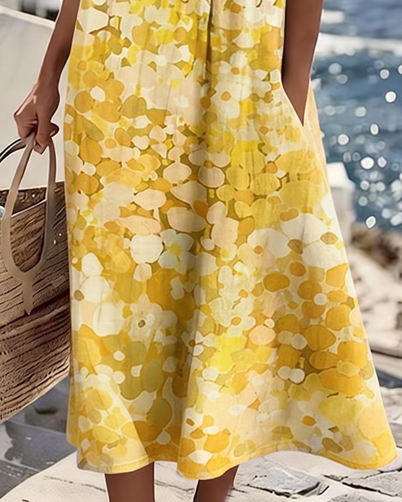Adria - Robe midi trapèze en tissu doux