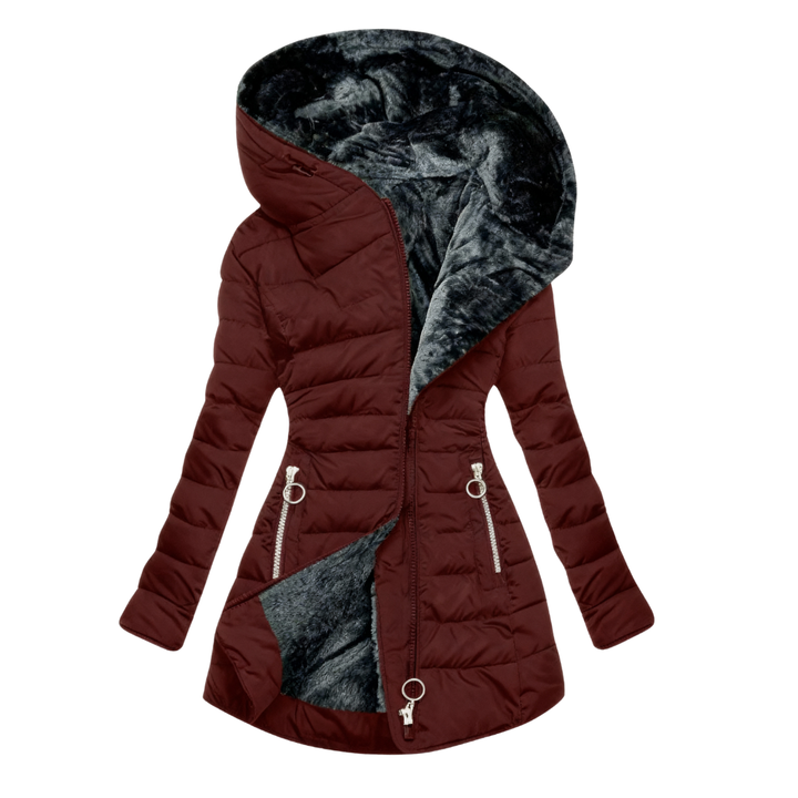 Leni - Manteau matelassé à capuche, doublé et chaud