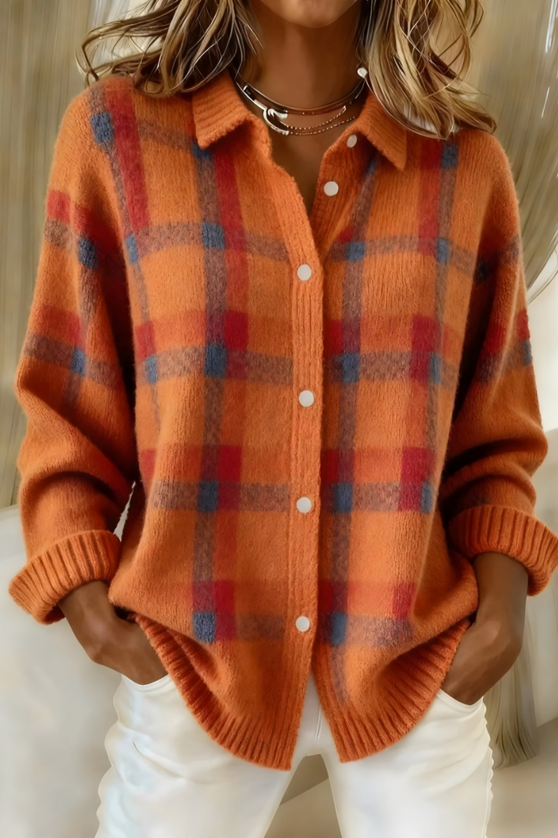 Ashara - Cardigan à carreaux au toucher doux