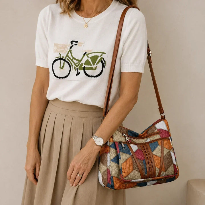 Lauranique - Sac bandoulière en patchwork, doux au toucher