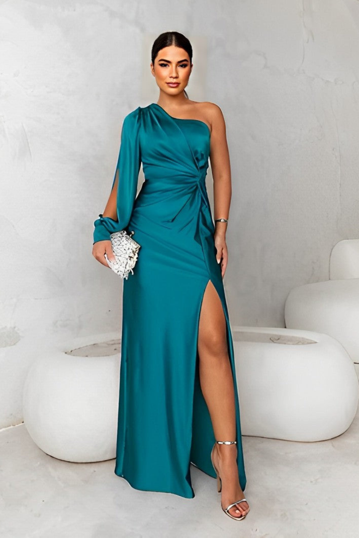 Xiomara - Robe longue à une épaule au toucher doux